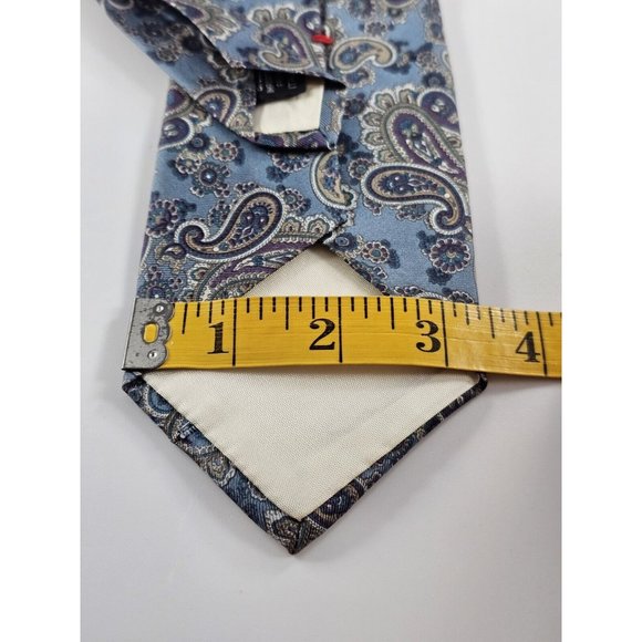 Men’s Silk Tie Sha r’e Lyon New York Blue Purple Cream Paisley Silk Italy - Picture 5 of 6